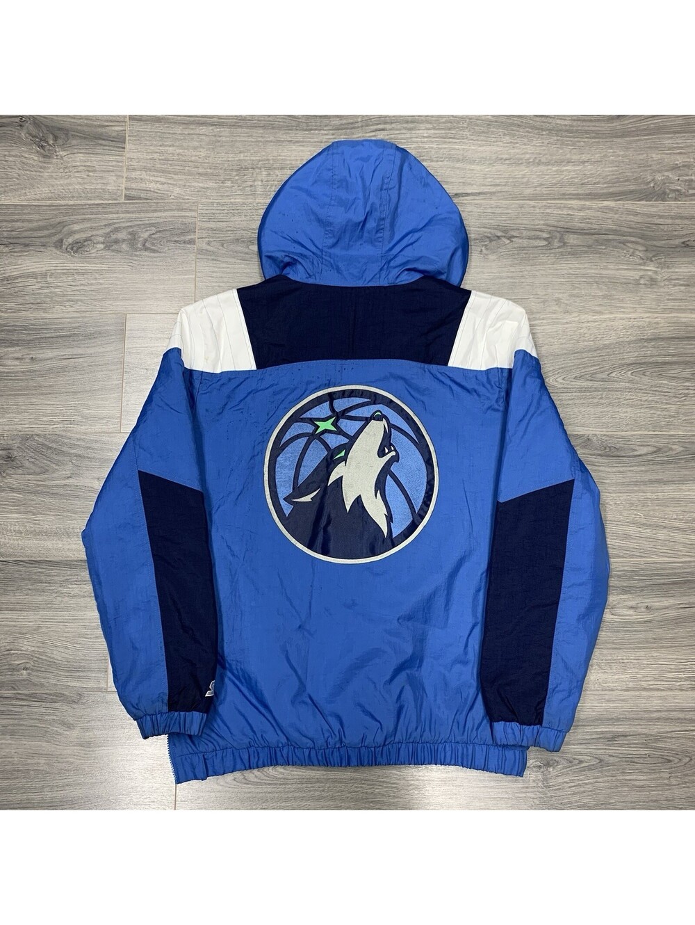 Starter Minnesota Timberwolves Jacket Large Quarter Zip Men’s Puffer Rare Blue